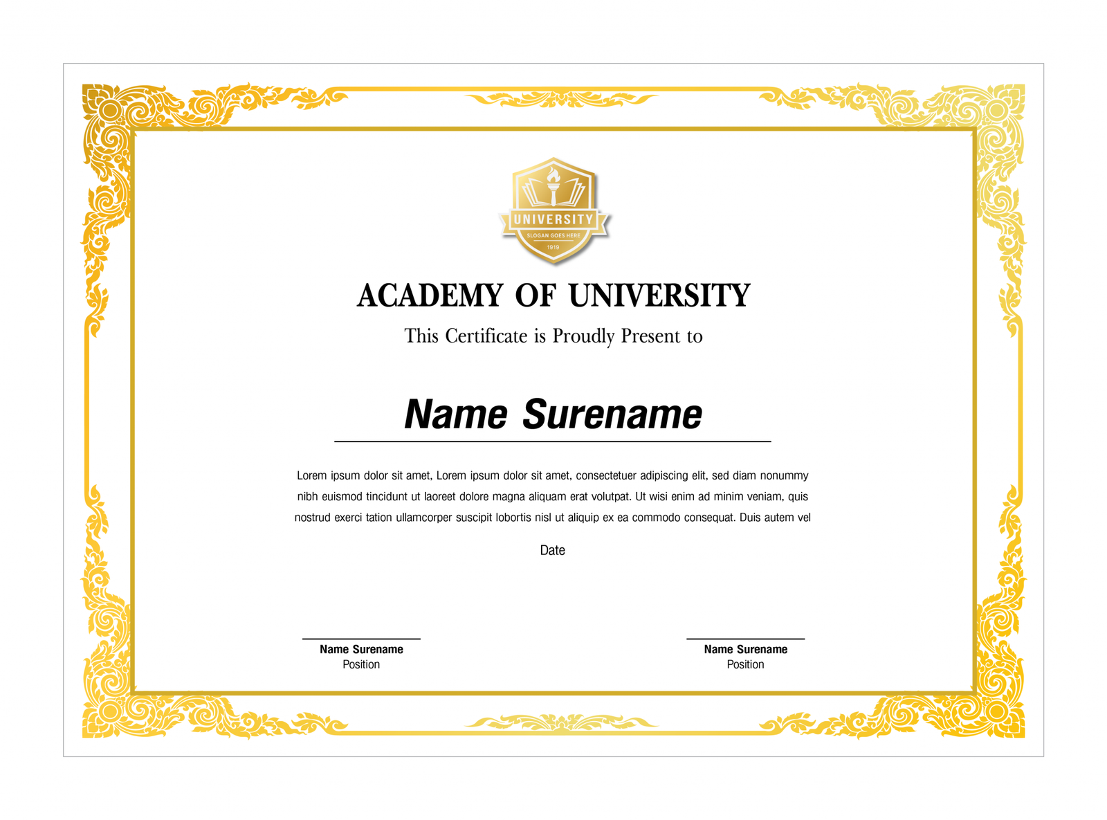 Template Certificate - โรงพิมพ์ Thai Printing Center